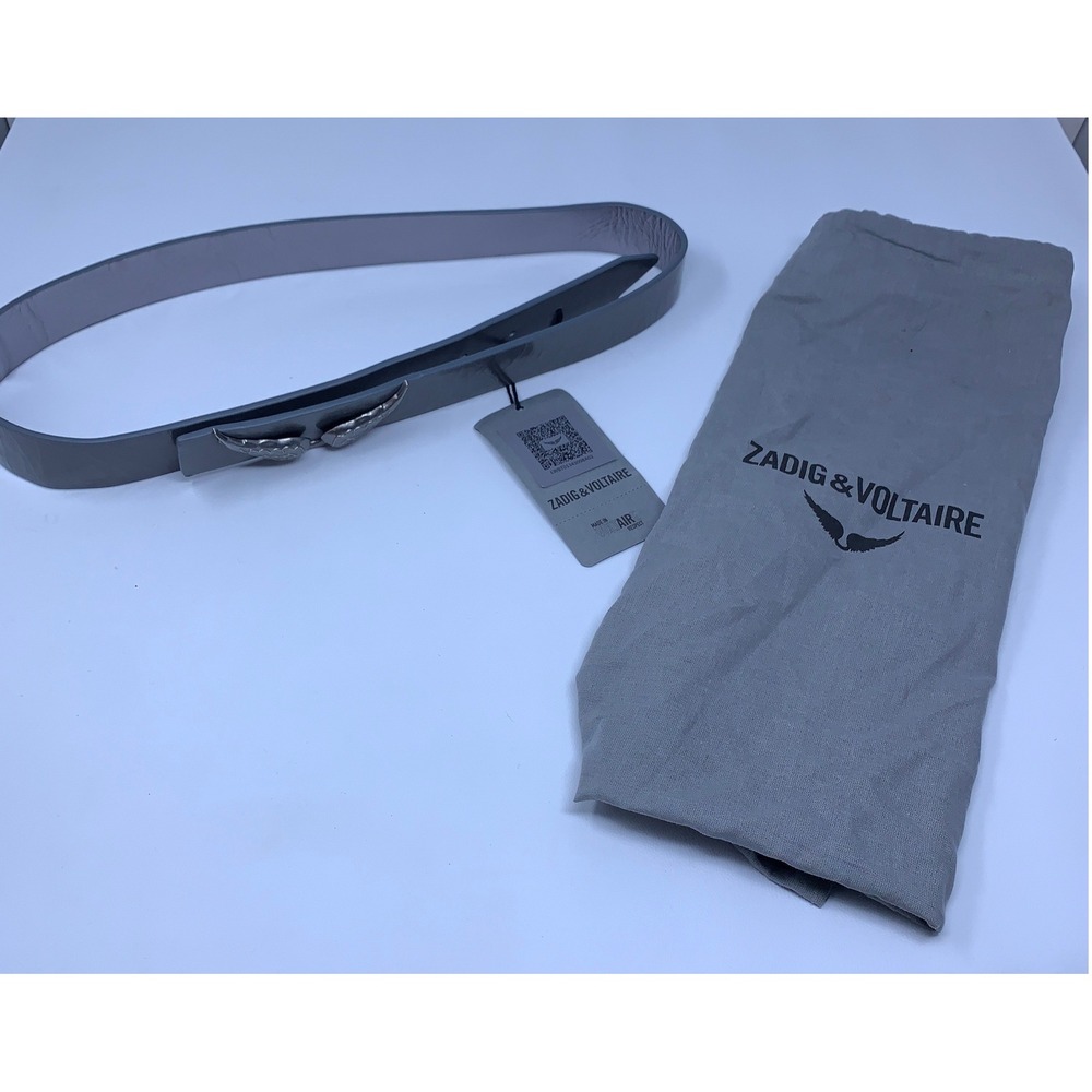 Zadig & Voltaire Womens Size 2 Black Silver Rock Reversible Wing Buckle Belt NWT